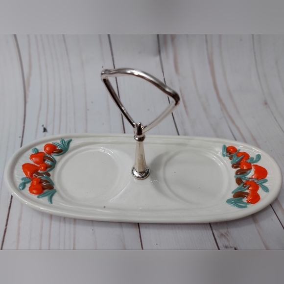 Vintage Ceramic Mushroom Salt and Pepper With Tray *Like New Condition* - Picture 2 of 9